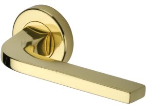 Heritage Brass Bellagio Polished Brass Door Handles On Round Rose (Sold In Pairs)