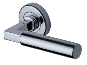 Heritage Brass Bauhaus Polished Chrome Door Handles On Round Rose(Sold In Pairs)