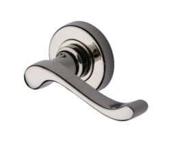 Heritage Brass Bedford Polished Nickel Door Handles On Round Rose (Sold In Pairs)