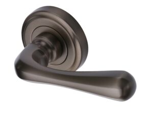 Heritage Brass Charlbury Matt Bronze Door Handles On Round Rose