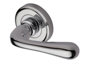 Heritage Brass Charlbury Polished Chrome Door Handles On Round Rose (Sold In Pairs)