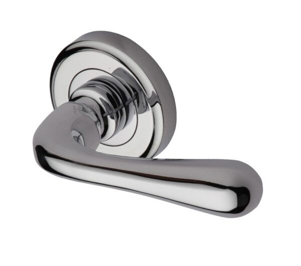 Heritage Brass Charlbury Polished Chrome Door Handles On Round Rose (Sold In Pairs)