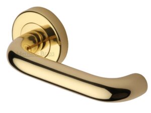 Heritage Brass Harmony Polished Brass Door Handles On Round Rose (Sold In Pairs)