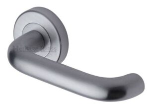 Heritage Brass Harmony Satin Chrome Door Handles On Round Rose (Sold In Pairs)