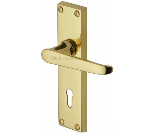 Heritage Brass Victoria Polished Brass Door Handles (Sold In Pairs)