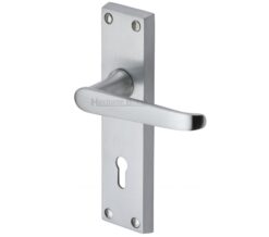 Heritage Brass Victoria Satin Chrome Door Handles (Sold In Pairs)