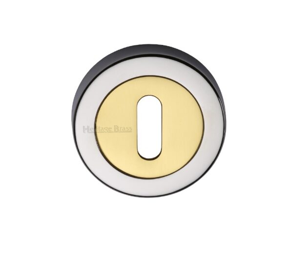 Heritage Brass Standard Key Escutcheon, Dual Finish Polished Chrome With Polished Brass