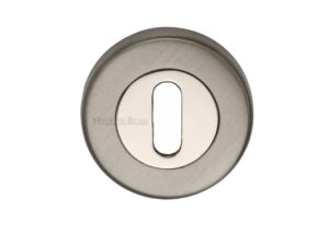 Heritage Brass Standard Key Escutcheon, Mercury Finish Satin Nickel With Polished Nickel