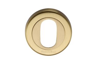 Heritage Brass Oval Profile Key Escutcheon, Satin Brass