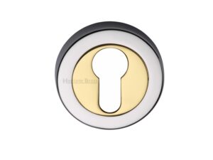 Heritage Brass Euro Profile Key Escutcheon, Dual Finish Polished Chrome With Polished Brass