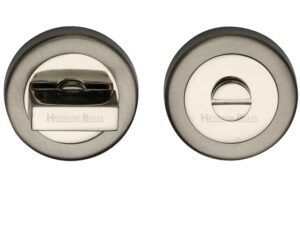 Heritage Brass Round 53Mm Diameter Turn & Release, Mercury Finish Satin Nickel With Polished Nickel