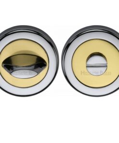 Heritage Brass Contemporary Round 53Mm Diameter Turn & Release, Dual Finish Polished Chrome & Polished Brass