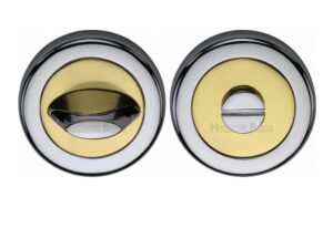 Heritage Brass Contemporary Round 53Mm Diameter Turn & Release, Dual Finish Polished Chrome & Polished Brass