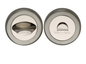 Heritage Brass Contemporary Round 53Mm Diameter Turn & Release, Mercury Finish Satin Nickel & Polished Nickel