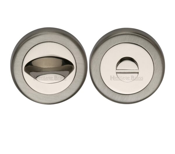 Heritage Brass Contemporary Round 53Mm Diameter Turn & Release, Mercury Finish Satin Nickel & Polished Nickel