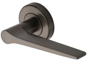 Heritage Brass Gio Matt Bronze Door Handles On Round Rose (Sold In Pairs)