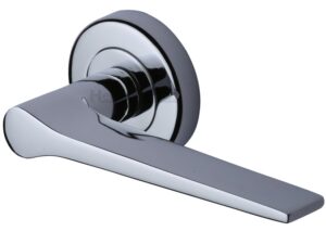 Heritage Brass Gio Polished Chrome Door Handles On Round Rose (Sold In Pairs)