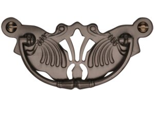 Heritage Brass Cabinet Pull On Ornate Backplate, Matt Bronze