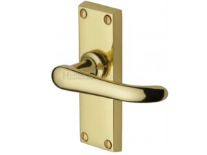 Heritage Brass Windsor Short Polished Brass Door Handles (Sold In Pairs)