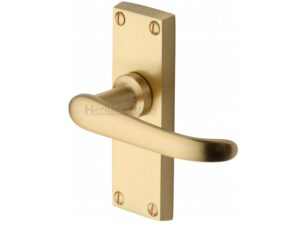 Heritage Brass Windsor Short Satin Brass Door Handles (Sold In Pairs)