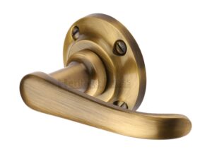 Heritage Brass Windsor Door Handles On Round Rose, Antique Brass (Sold In Pairs)