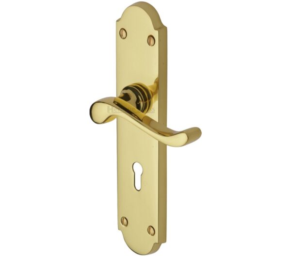 Heritage Brass Savoy Long Polished Brass Door Handles (Sold In Pairs)