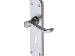 Heritage Brass Savoy Long Satin Chrome Door Handles (Sold In Pairs)