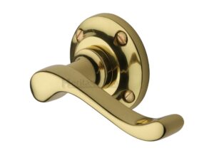 Heritage Brass Bedford Polished Brass Door Handles On Round Rose(Sold In Pairs)