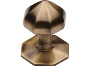 Heritage Brass Faceted Centre Door Knob, Antique Brass