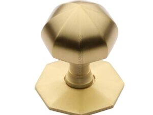 Heritage Brass Faceted Centre Door Knob, Satin Brass