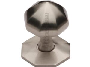 Heritage Brass Faceted Centre Door Knob, Satin Nickel