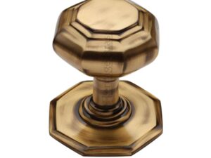 Heritage Brass Octagonal Tiered Centre Door Knob, Antique Brass