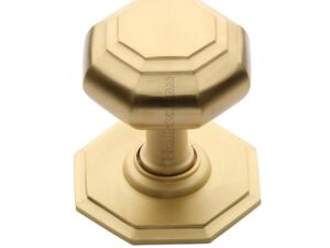 Heritage Brass Octagonal Tiered Centre Door Knob, Satin Brass