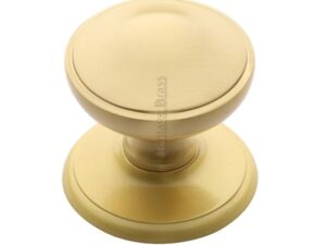 Heritage Brass Round Centre Door Knob, Satin Brass