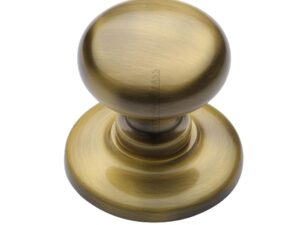 Heritage Brass Round Centre Door Knob, Antique Brass