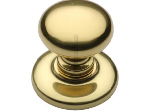 Heritage Brass Round Centre Door Knob, Polished Brass