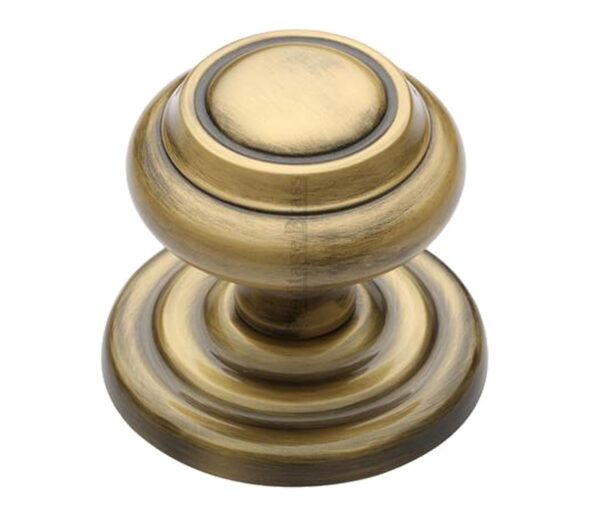 Heritage Brass Round Centre Door Knob, Antique Brass