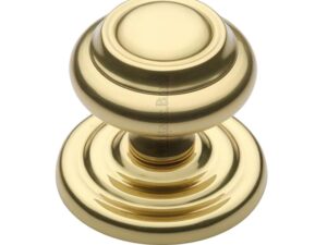 Heritage Brass Round Centre Door Knob, Polished Brass