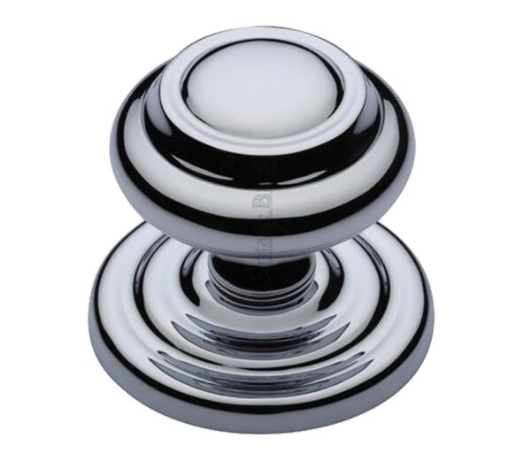 Heritage Brass Round Centre Door Knob, Polished Chrome