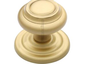 Heritage Brass Round Centre Door Knob, Satin Brass