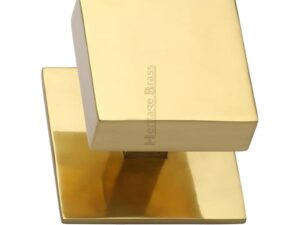 Heritage Brass Square Centre Door Knob, Polished Brass