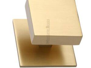 Heritage Brass Square Centre Door Knob, Satin Brass