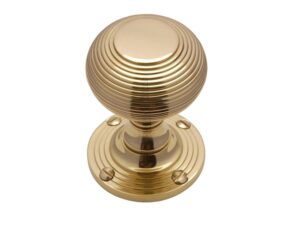 Heritage Brass Reeded Mortice Door Knobs, Polished Brass (Sold In Pairs)