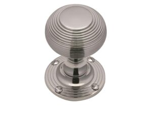 Heritage Brass Reeded Mortice Door Knobs, Polished Chrome (Sold In Pairs)