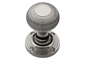 Heritage Brass Reeded Mortice Door Knobs, Polished Nickel (Sold In Pairs)