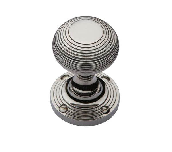 Heritage Brass Reeded Mortice Door Knobs, Polished Nickel (Sold In Pairs)