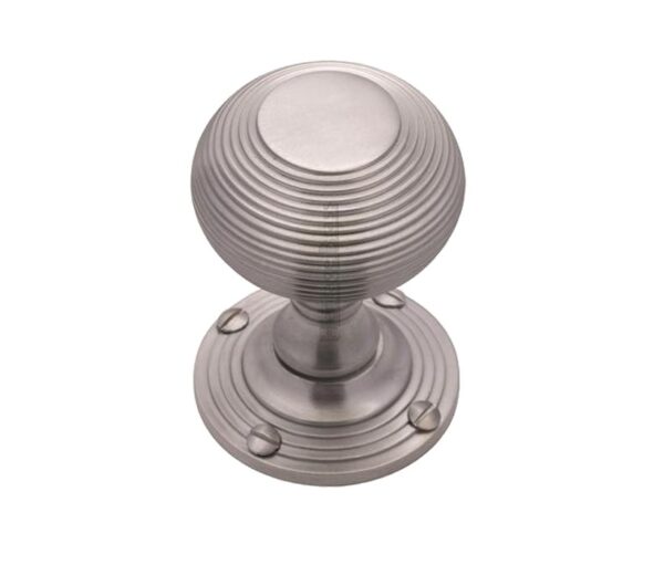 Heritage Brass Reeded Mortice Door Knobs, Satin Chrome (Sold In Pairs)