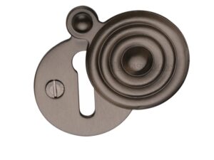 Heritage Brass Standard Round Reeded Covered Key Escutcheon, Matt Bronze