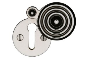 Heritage Brass Standard Round Reeded Covered Key Escutcheon, Polished Nickel