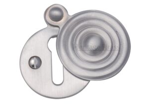 Heritage Brass Standard Round Reeded Covered Key Escutcheon, Satin Chrome